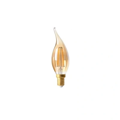 Image of GIRARD SUDRON 713172 LED 35mm &#039;Coup De Vent&#039; Bent Flame Candle CV4 Filament Lightbulb Lamp, (SES Small Edison Screw Cap), Amber, Warm White, 200 Lumens, E14, 2 W