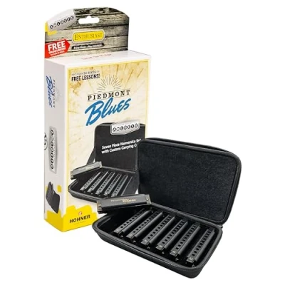Image of HOHNER Piedmont Blues 7 Harmonica Pack with Case, Stainless steel (PBH7)