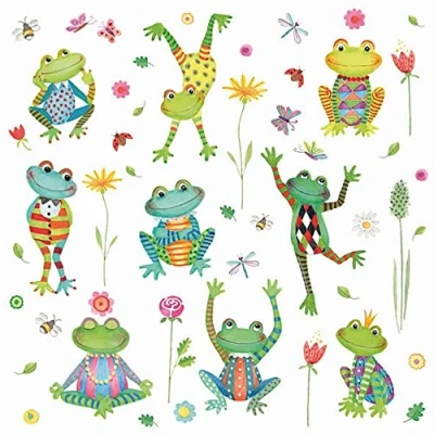Image of 20 Napkins Dancing Frogs Table Decoration Decoupage Napkin Technology 33 x cm