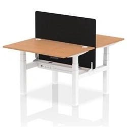 Image of Air B2B 1200x800mm Adjustable 2P Bench Desk CP Oak/White + Screen