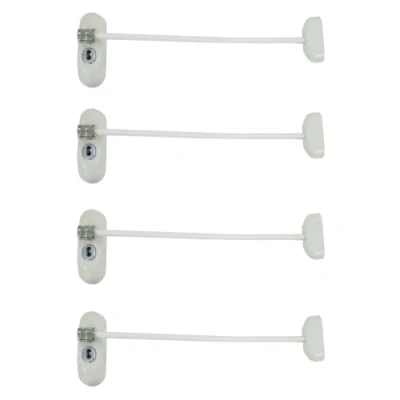 Image of UAP Window Restrictor with Key Safety Locks 20cm Cable, for Child Safety, Security Limiter All Types of Windows (4 Locks, White Cable)