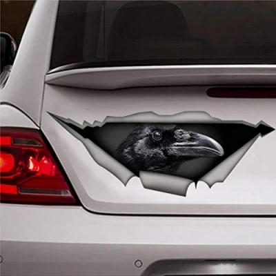 Image of Crow Car Decal, Black Bird Decal Sticker Stickers 3D Funny Window Vinyl Bumper Die Cut Decals Laptop Present
