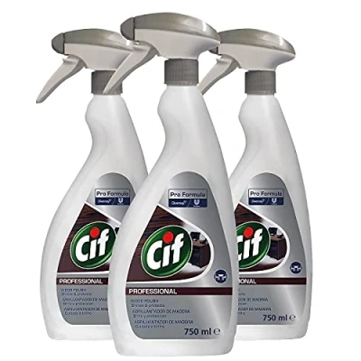 Image of 3 Pack of Cif Professional Formula Wood Polish Spray Bottle with long lasting fresh fragrance, 750ml