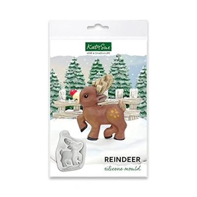 Image of Katy Sue Reindeer Silicone Mould for Cake Decorating &amp; Crafts Makes a Figure Measuring 59 x 51mm (2.3 2 inches)