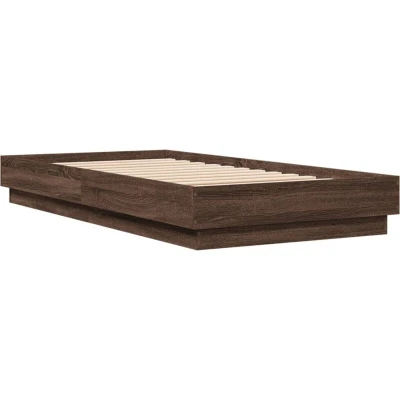Image of vidaXL Bed Frame without Mattress with LED Lights Brown Oak 90x190 cm Single