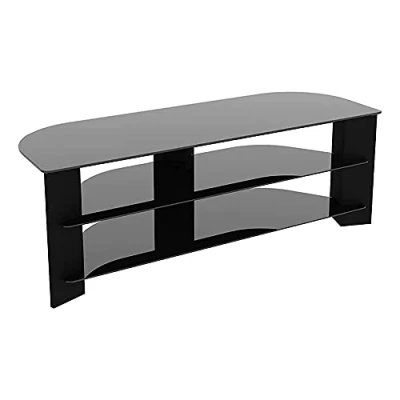 Image of AVF Reflections Varano Corner TV Stand FS1300VARBB in Black with Glass for TVs 32&quot; 37&quot; 40&quot; 42&quot; 45&quot; 47&quot; 50&quot; 55&quot; 60&quot; 65&quot; 130cm width