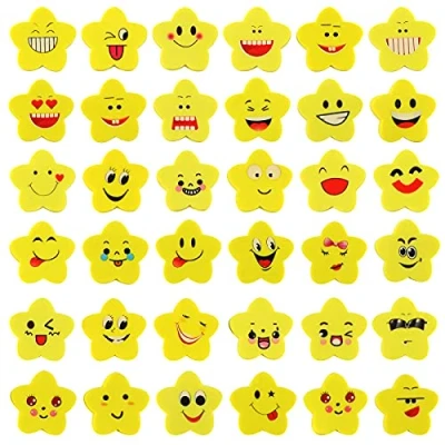 Image of Koogel 100 Pcs Smile Novelty Erasers, Rubber Erasers for Kids Party Favour Bag Fillers School Prize Reward