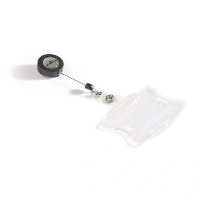 Image of Durable 821919 Double Layer Card Sleeve for ID Cards with Retractable Reel Clip 54 x 85 mm Tape Length 80 cm Pack of 10