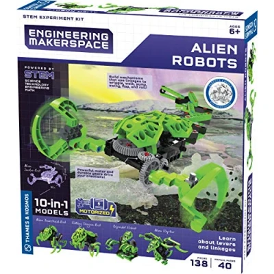 Image of Thames &amp; Kosmos 555062 Alien Robots Science Experiment Construct 10 Machines Multi Lingual Kit Engineering Makerspace in 1 Model Stem Ages 8+