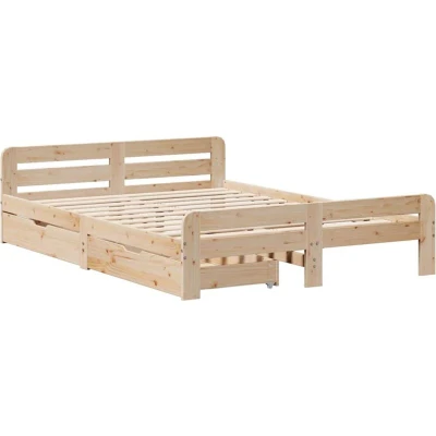 Image of vidaXL Bed frame without Mattress 150x200 cm King Size Solid Wood Pine