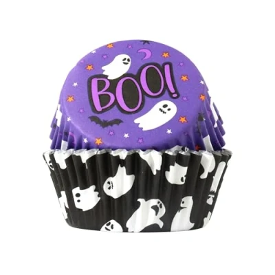 Image of PME Halloween Foil Lined Cupcake Cases Spooky Ghosts (Pack of 60)
