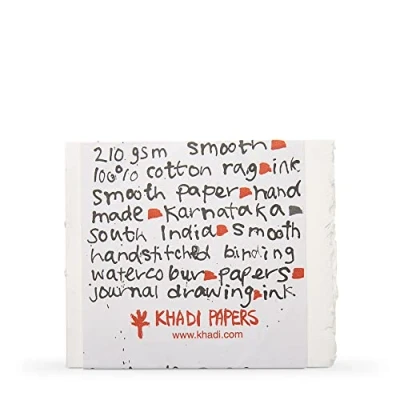 Image of Khadi Handmade Bound Sketchbook 210gsm : Smooth :13x16cm 20 Sheets