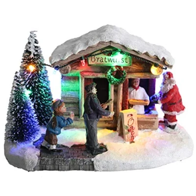 Image of Christmas Concepts® LED Light Up Village Scene 8&quot; / 20cm (Bratwurst Sausage Shop)