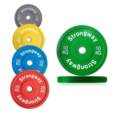 Image of Strongway® Olympic Bumper Weight Plates Colour Coded (5KG 10KG 15KG 20KG 25KG) Discs for Barbell 2 Inch (2&quot;) / 50mm Hole Lifting Workout Home Gym Fitness (2 X 10KG)
