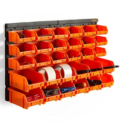 Image of VonHaus Workshop Storage 30pcs Wall Mount Organiser Bin for Tool Shed, Garage and Bins