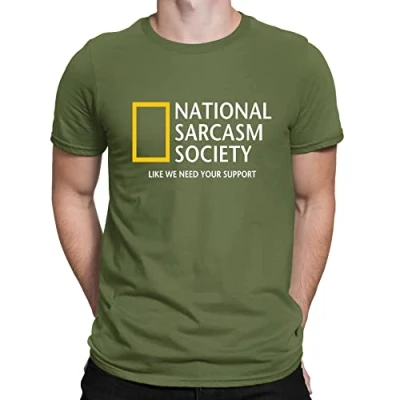 Image of Mens National Sarcasm Society Geographic Parody Funny T Shirt Khaki (XXL)