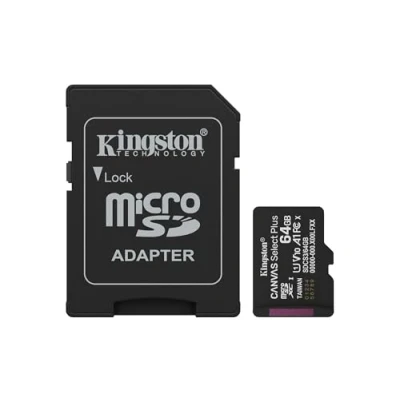 Image of Kingston Canvas Select Plus microSD Memory Card 64GB microSDXC Gen3 100MB/s A1 + Adapter SDCS3/64GB
