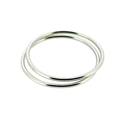 Image of 1mm Sterling Silver Skinny Round Band Stacking Ring Polished Finish UK Size set of 2 (T)