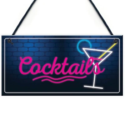 Image of RED OCEAN Cocktail Neon Effect Hanging Plaque Home Bar Pub Sign Friendship Man Cave Friend Gift
