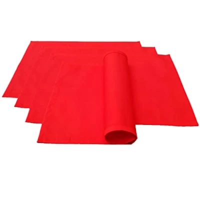 Image of Place Mats Set of 4 Made from 100% Cotton Collection Concept, Choice Colours and Sizes (Place 46 x 36 cm, Red)
