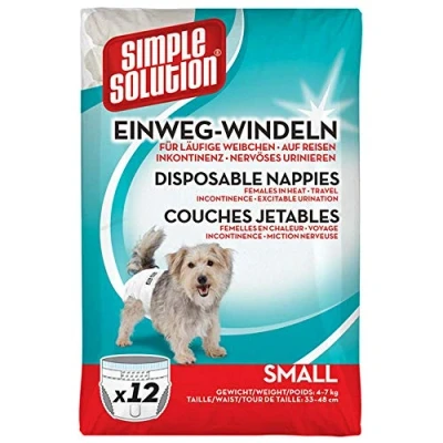Image of Simple Solution Disposable Dog Diapers for Female Dogs, Super Absorbent Leak Proof Fit with Wetness Indicator Excitable Urination, Incontinence or females in heat 12 pack