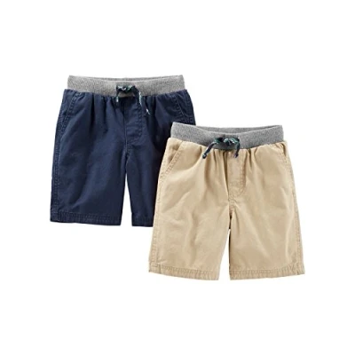 Image of Simple Joys by Carter&#039;s Baby Boys&#039; Shorts, Pack of 2, Light Khaki Brown/Navy, 4 Years