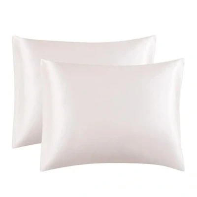 Image of 2 Pack Satin Silk pillow Case Soft Pure Mulberry Cover for Hair and Skin with Envelope Closure (Ivory, Standard(50x75cm))