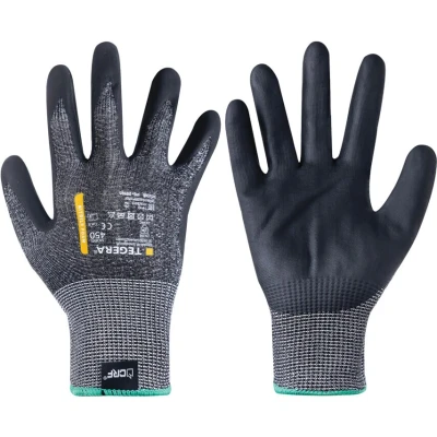 Image of Ejendals Cut Resistant Gloves, Nitrile Coated, Black, Size 8