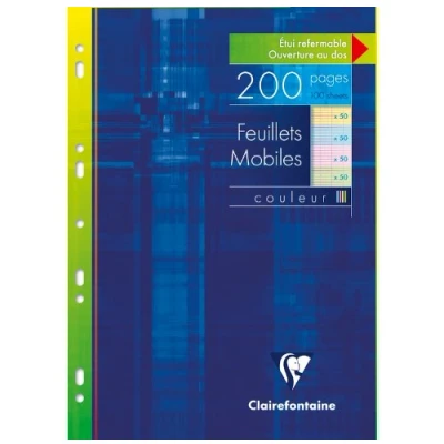 Image of Clairefontaine Ref 17511C Single Coloured Sheets (100 Sheets) A4 in Size, Séyès Rulings, 90gsm Brushed Vellum Paper, Resealable Pack Assorted Colours