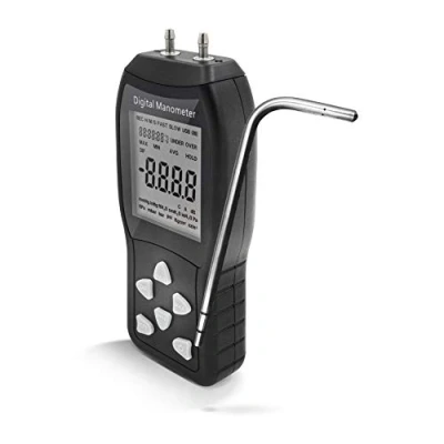 Image of PerfectPrime AR1890P1, Digital Air Pressure Manometer to Measure Gauge &amp; Differential ±13.79kPa / ±2 psi ±55.4 H2O with 304 Stainless Steel Static Tube 5.13&quot; x 2.34&quot; Length