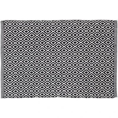 Image of Sealskin Trellis Bath Mat, Cotton, Black, 60 x 0.5 90 cm