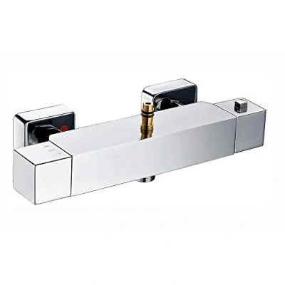 Image of Kibath 464151 Thermostatic Shower Column Tap, Square Top Outlet, Chrome Gloss