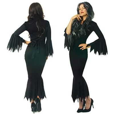 Image of sowest MORTICIA TEMPTRESS VAMP GOTHIC COSTUME ADDAMS HALLOWEEN FANCY DRESS WITCH SIZE LARGE