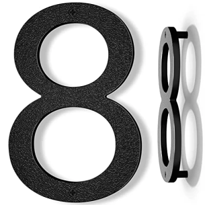 Image of Yafimea 8 Inch Large House Numbers, Black Front Door Abs Plastic Floating Gate Numbers (8)