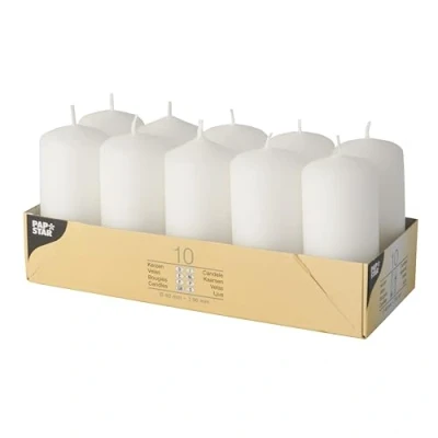 Image of Papstar 17915 Pillar Candles Set of 10 40 x 90 mm White