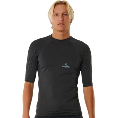 Image of Rip Curl Stack Rash vest, Men&#039;s, Size: XXL, Washed black