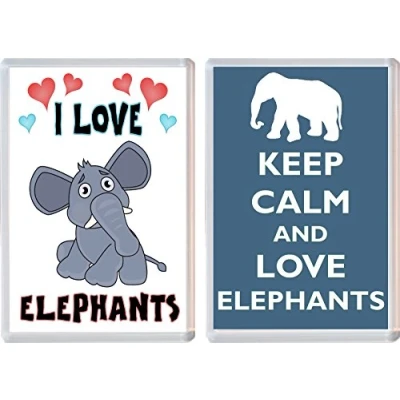 Image of Elephant / Elephants 2 PACK Jumbo Fridge Magnet/Magnets Gift/Souvenir/Present