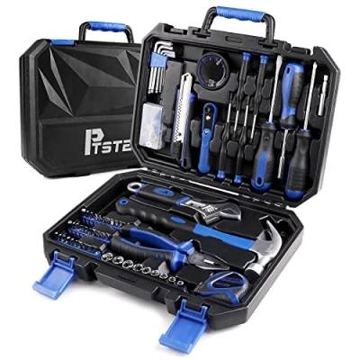 Image of 128 Piece Tool Set, PTSTEL General Household Hand Kit, For DIY and Quick Repairs, With Easy Carrying Toolbox Storage Case, Auto Repair Home Maintenance