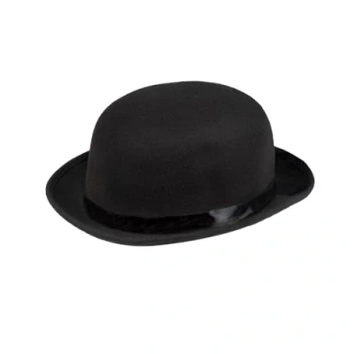 Image of Boland Adult Deluxe Black Bowler Hat, Steambowler, With Satin Band, Victorian Style Derby Chaplin Hat Magician Steampunk Cosplay Halloween Fancy Dress Accessory Adult, One Size (Black)