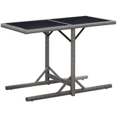 Image of vidaXL Garden Table Anthracite 110x53x72 cm Glass and Poly Rattan