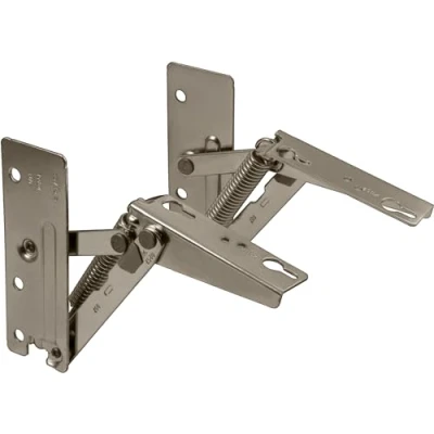 Image of Gedotec Spring Hinge for High Cabinet Doors, Cupboard, Kitchen Swivel Angle Closure at 75 and 90 Degrees Invisible Automatic Steel Shock Absorber Silver 1 Pair
