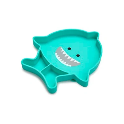 Image of melii Divided Silicone Suction Plate 100% Silicone, for Baby + Toddlers BPA Free, Dishwasher &amp; Microwave Safe (Shark)