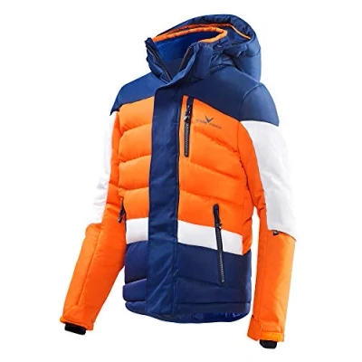 Image of Black Crevice Children&#039;s Unisex Ski Jacket, Blue/Orange/White, 128