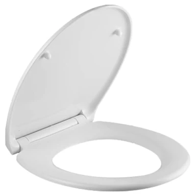 Image of Soft Close Toilet Seat, Quick Release for Easy Cleaning Installation with Adjustable Hinges, White Plastic Material Durable Seat Dual Fixing Top &amp; Bottom