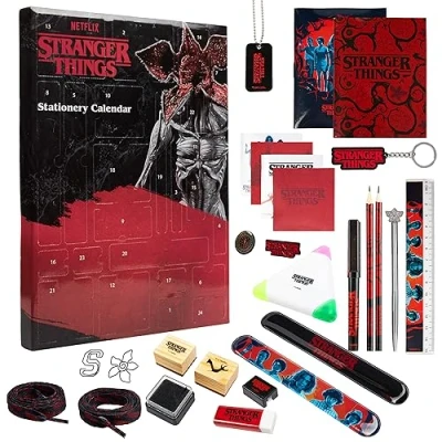 Image of Stranger Things Advent Calendar 2024 Stationery Necklace Keychains