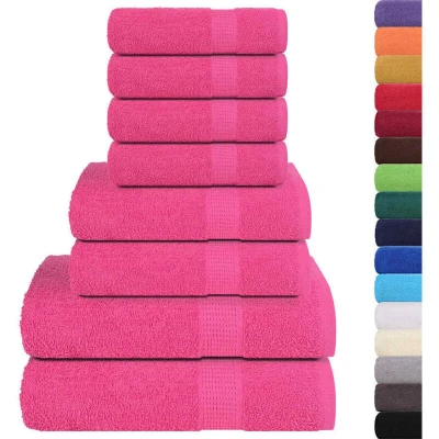 Image of vidaXL 8 Piece Towel Set Pink 360 gsm 100% Cotton