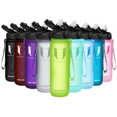 Image of Super Sparrow Water Bottle with Straw 1000ml Non Toxic BPA Free Tritan Sports Leak Proof Gym