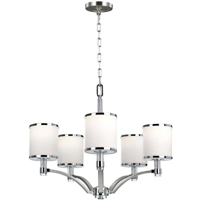 Image of Prospect Park 5 Light Multi Arm Chandelier Satin Nickel, Chrome Finish, E27
