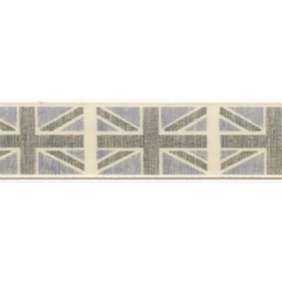 Image of 25mm Berisford Retro Vintage Union Jack Flag Print Ribbon 1 Grey per metre