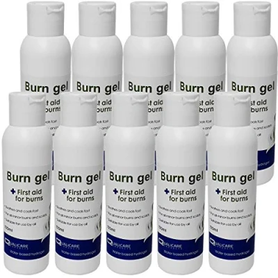 Image of 10 Bottle Pack Qualicare 120ml First Aid Burns Scalds Sunburn Cooling Soothe Gel